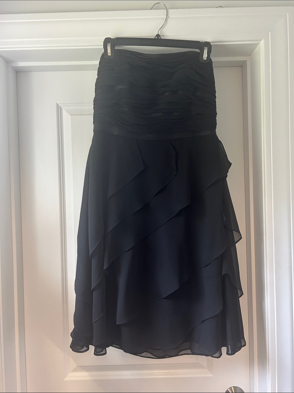Black Layered Chiffon Strapless Dress - Women